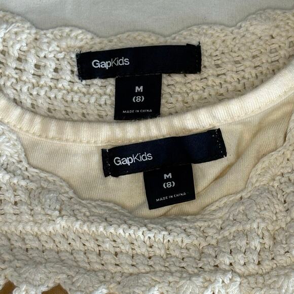 Gap Kids Crochet Knit Sleeveless Dress Girls M (8) | Ivory Sweater Dress - Picture 7 of 9